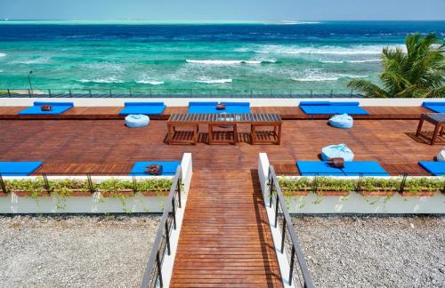 Tropical beach with patio deck